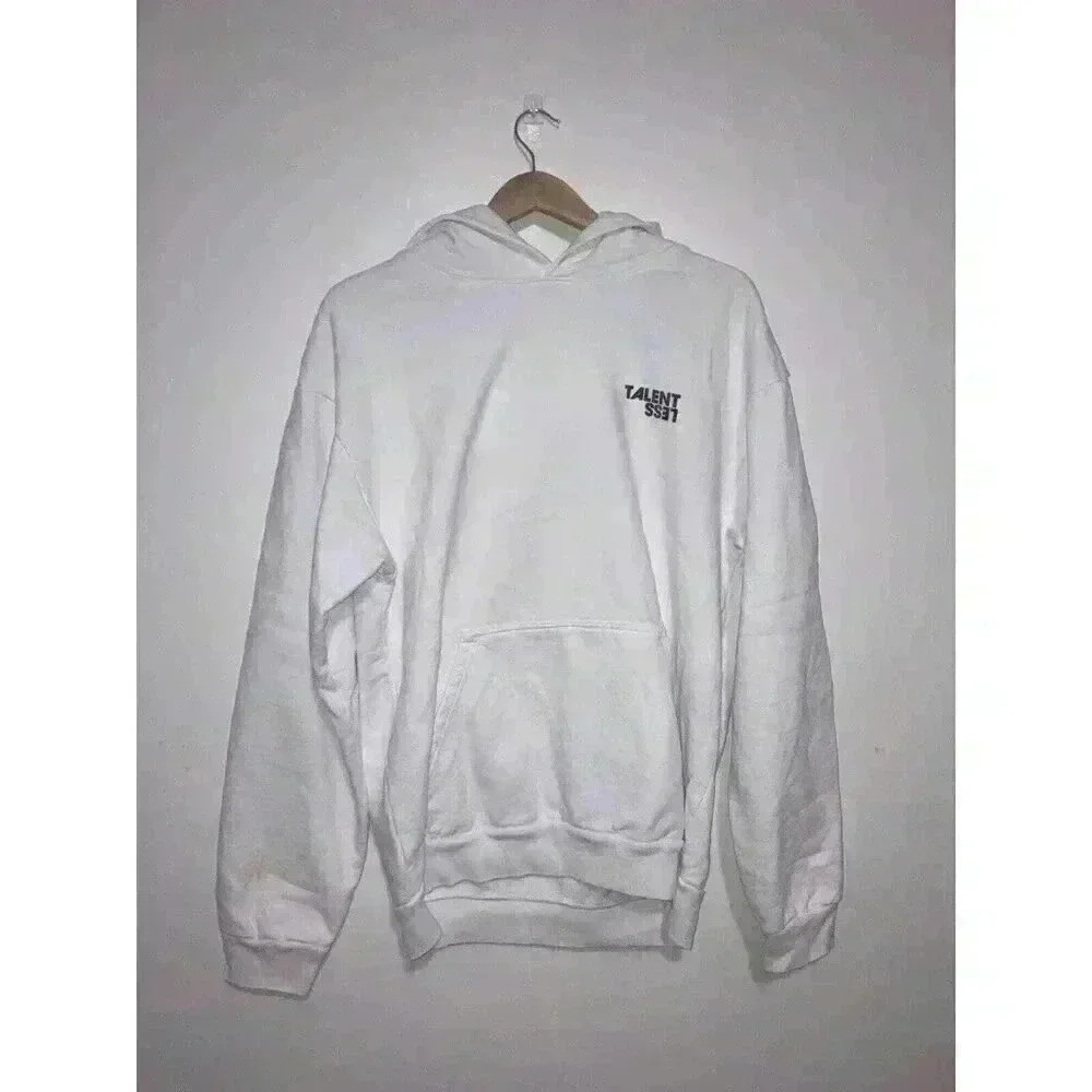 Talentless Less Talent Logo Hoodie White Women’s Size L